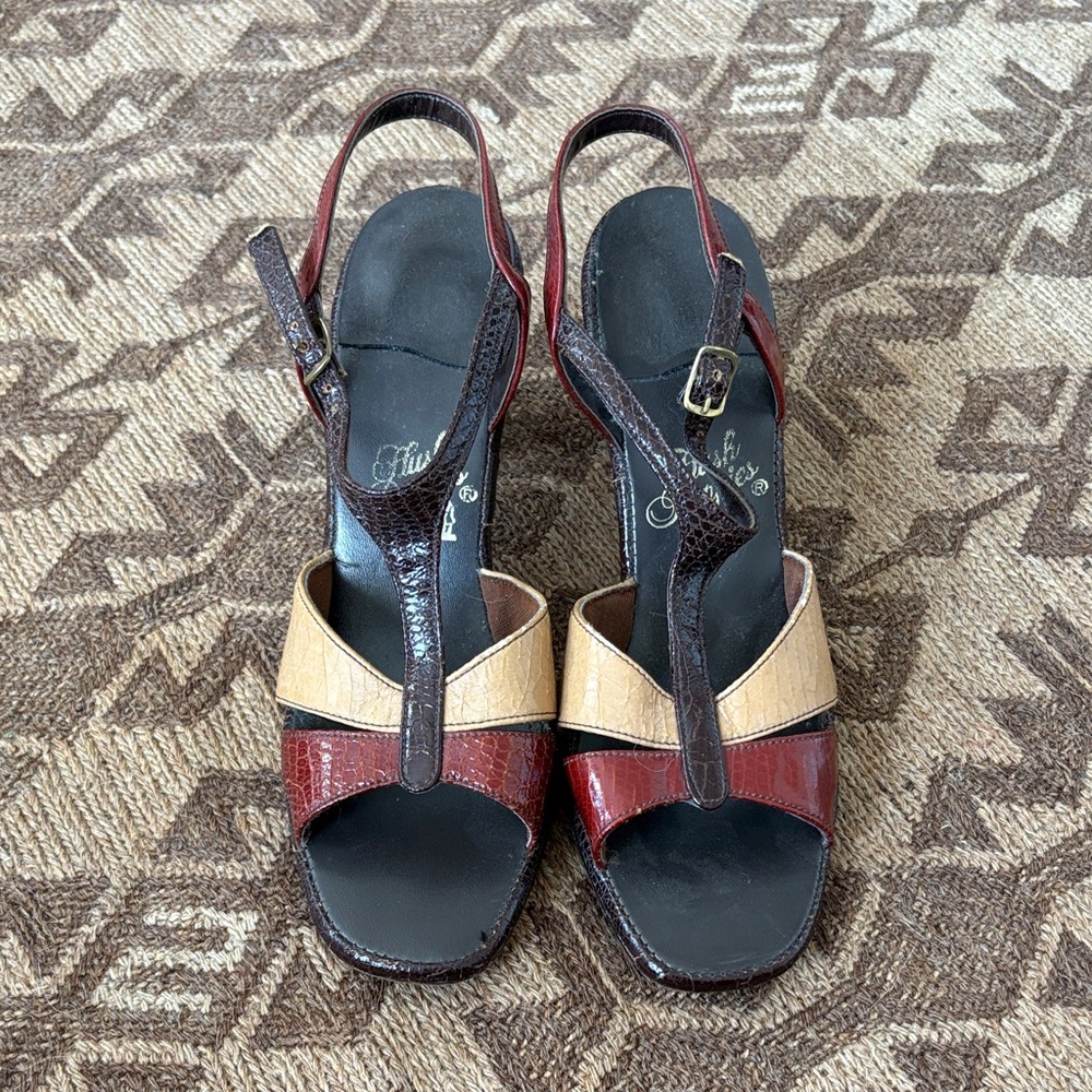 Hush Puppies  Red and Tan Slingback Heels